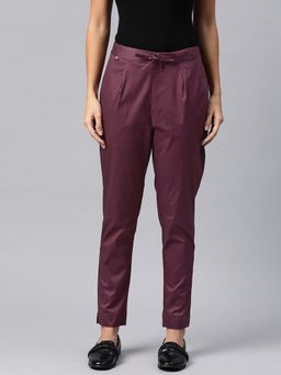 Readiprint - Women Cotton Lycra Fabric Burgundy Trousers