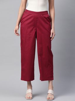 Readiprint - Women Cotton Lycra Fabric Maroon Trousers