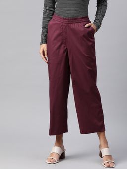 Readiprint - Women Cotton Lycra Fabric Burgundy Trousers