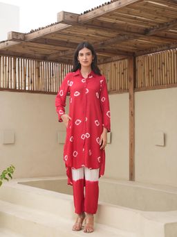 ONEWE INDIA - Ava Red Bandhani Maslin Co-Ord (Set of 2)