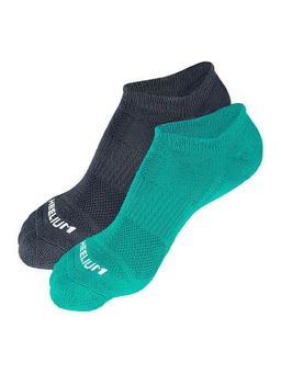 Heelium - Bamboo Zero Ankle Socks for Men - Odour Free - 2 Pairs - Teal - Grey
