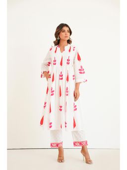 GANGA GRACE - Pink Pintucks Butta Printed Cotton Co-Ord Set