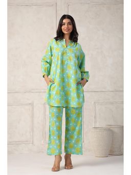 GANGA GRACE - Green Abstract Printed Co-Ord Set