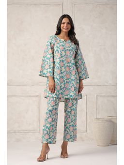 GANGA GRACE - Green Colour Floral Printed Co-Ord Set