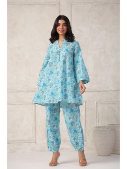 GANGA GRACE - Blue Floral Printed Co-Ord Set