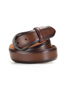 Lapis Bard - Sullivan Belt Carbon Black 35mm Buckle Two Tone Leather Chestnut Brown