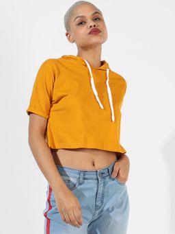 PINACOLADA - Women Solid Mustard Yellow Regular Fit Top