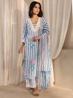 Libas - Multi-Color Printed Square Neck Kurta Palazzo With Dupatta