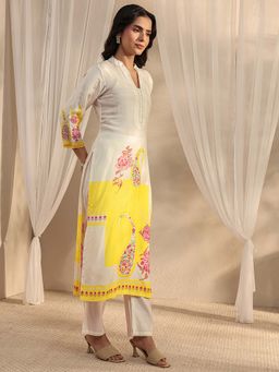 Libas - Off White Printed Mandarin Neck Kurta Pant With Dupatta