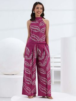 Libas - Pink Printed Halter Neck Co-ord Set