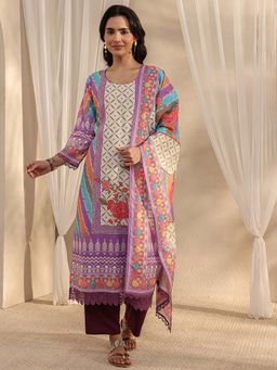 Libas - Multi-Color Printed Round Neck Kurta Pant With Dupatta