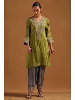 Soch - Green Embroidered V-Neck Kurta And Salwar