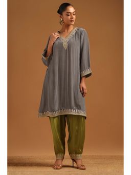 Soch - Black Embroidered V-Neck Kurta and Salwar