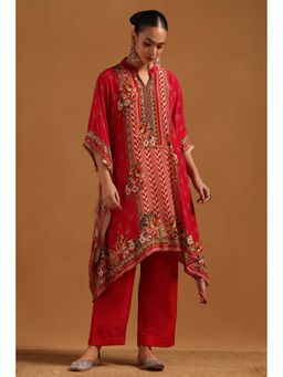 Soch - Pink Printed Mandarin Neck Kaftan And Pant
