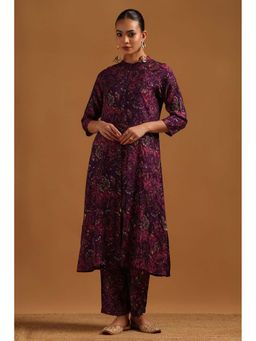 Soch - Purple Floral Mandarin Neck Co-ord Set