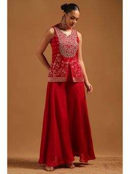 Soch - Pink Embellished/Sequined Round Neck Top And Palazzo With Dupatta