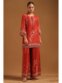 Soch - Rust Floral Tie Up Neck Co-ord Set