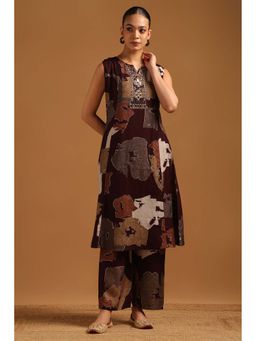 Soch - Wine Abstract Round Neck Co-ord Set