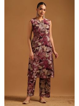 Soch - Wine Floral Round Neck Co-ord Set