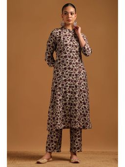 Soch - Brown Floral Mandarin Neck Co-ord Set