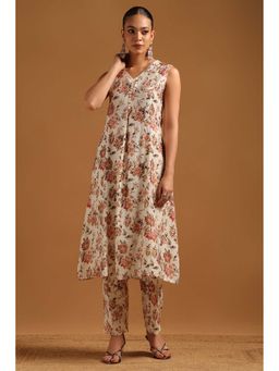 Soch - Off White Floral V-Neck Co-ord Set