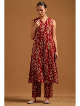 Soch - Red Printed V-Neck Co-ord Set