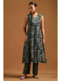 Soch - Teal Printed V-Neck Co-ord Set