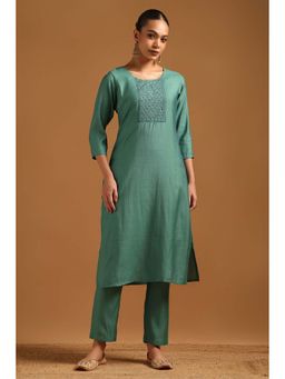 Soch - Blue Embellished/Sequined Round Neck Kurta And Pant