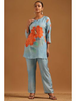 Soch - Blue Floral Tie Up Neck Co-ord Set