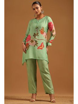 Soch - Green Floral Tie Up Neck Co-ord Set