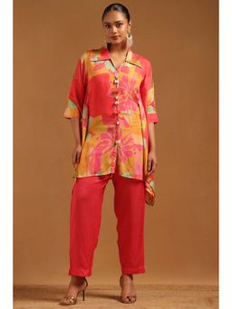 Soch - Multi-Color Printed Collar Neck Kaftan With Inner slip And Pant