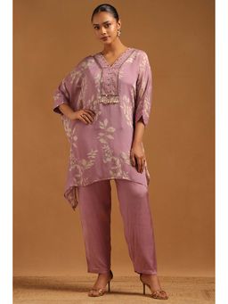 Soch - Purple Embellished/Sequined V-Neck Kaftan With Inner Slip And Pant
