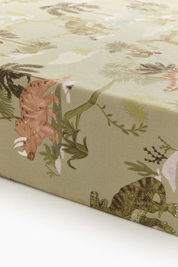 H&M - Green Patterned Cotton Fitted Sheet