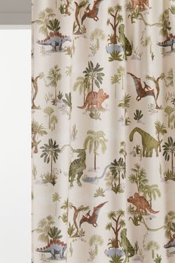 H&M - Beige 2-Pack Patterned Cotton Curtains
