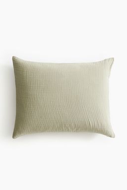 H&M - Green Cotton Muslin Pillowcase