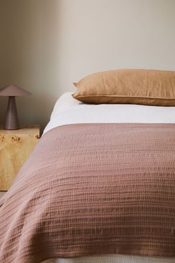 H&M - Brown Cotton Muslin Bedspread
