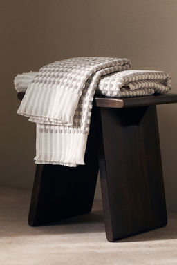 H&M - Beige Patterned Cotton Terry Hand Towel