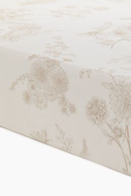 H&M - Beige Patterned Satin Fitted Sheet