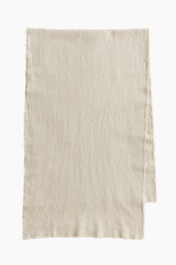 H&M - Beige Linen-Blend Fringed Table Runner