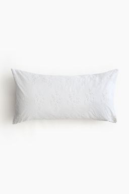 H&M - White Embroidery-Detail Cotton Pillowcase