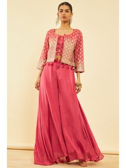 Soch - Womens Peach Brocade Co-Ord with Sequins (Set of 3)
