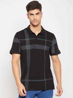 Club York - Men Black Half Sleeve Polo Collar T-Shirt