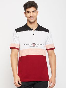 Club York - Men Maroon Half Sleeve Polo Collar T-Shirt