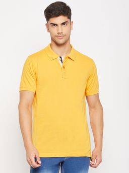 Club York - Men Yellow Half Sleeve Polo Collar T-Shirt