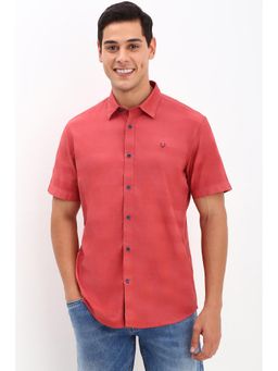 Allen Solly - Men Red Custom Fit Stripe Half Sleeves Casual Shirts
