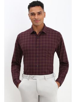 Allen Solly - Men Maroon Slim Fit Check Full Sleeves Formal Shirt