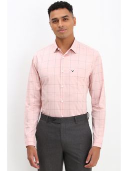 Allen Solly - Men Peach Slim Fit Check Full Sleeves Formal Shirt