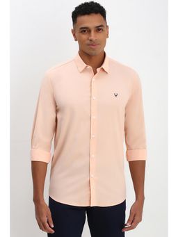 Allen Solly - Men Peach Slim Fit Solid Full Sleeves Casual Shirts