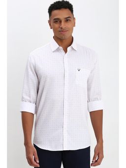 Allen Solly - Men White Slim Fit Print Full Sleeves Casual Shirts