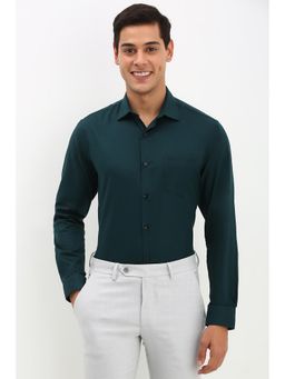 Allen Solly - Men Green Slim Fit Solid Full Sleeves Formal Shirt